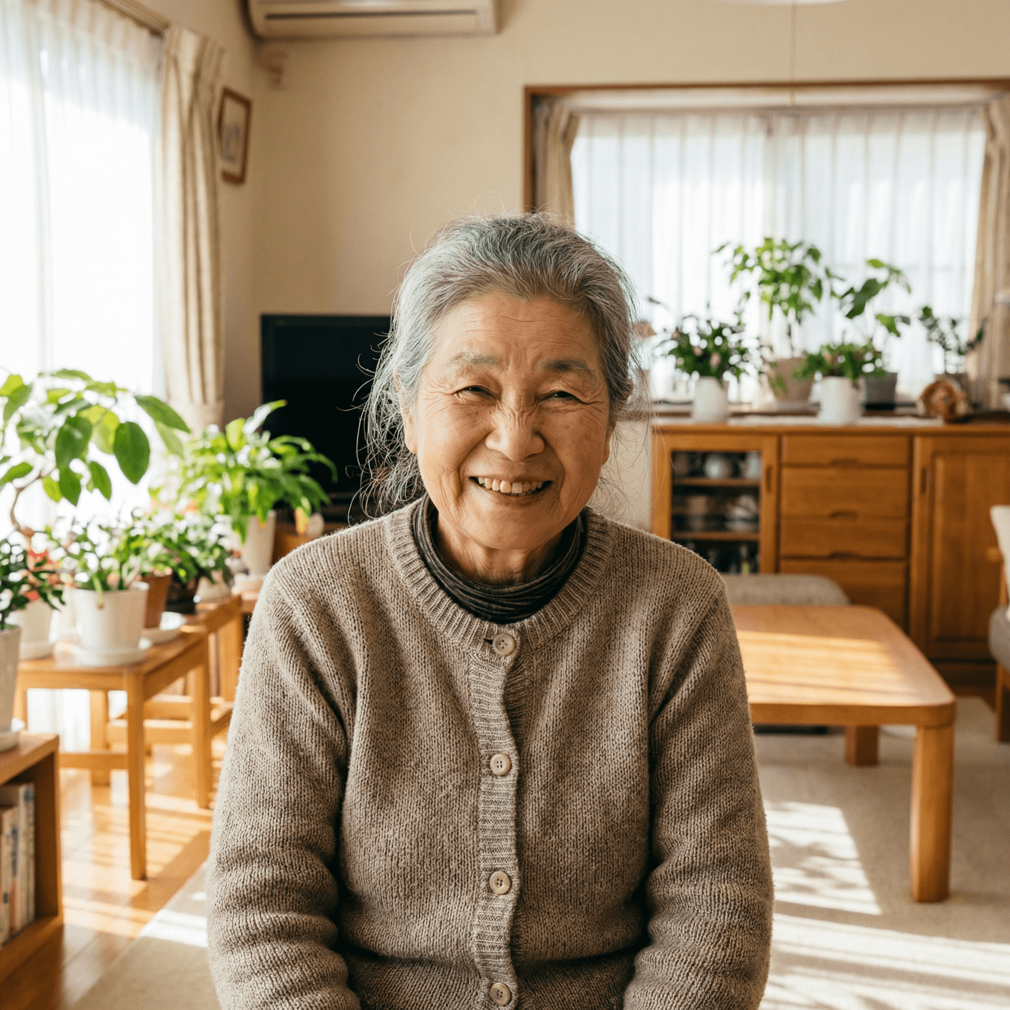 笑顔のシニア女性